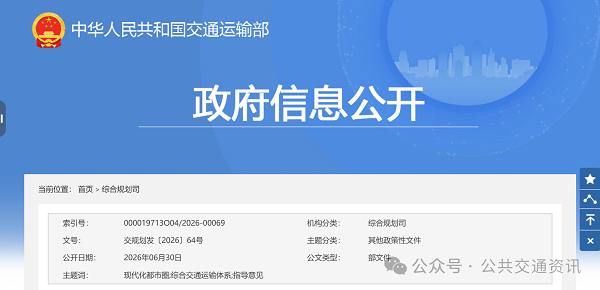 关于完善现代化都市圈综合交通运输体系的指导意见 | 交通运输部等十部门单位